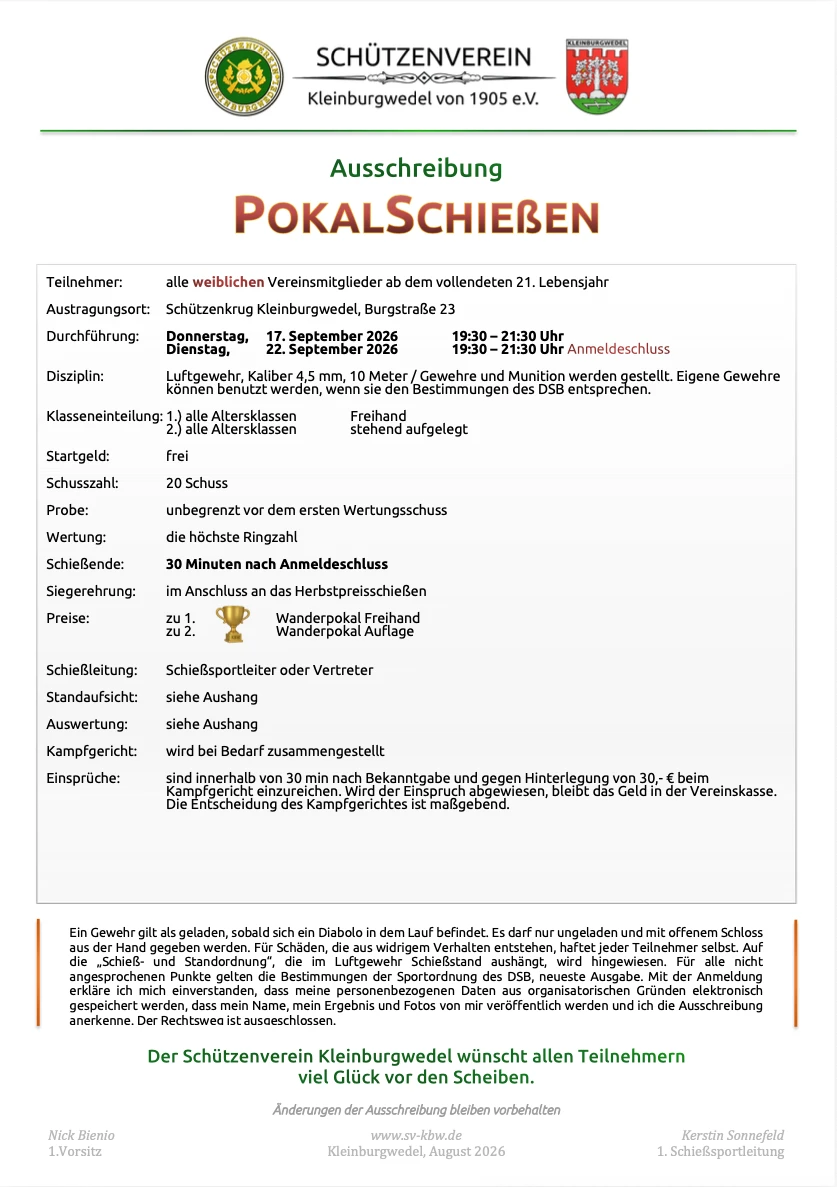 Pokalschießen Damen