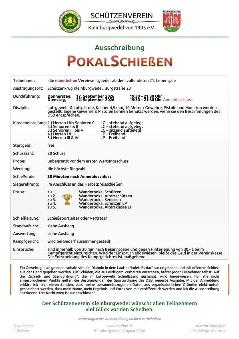 Pokalschießen Herren